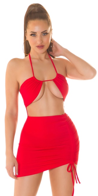 Neckholder Minidress with a Cut Out Red